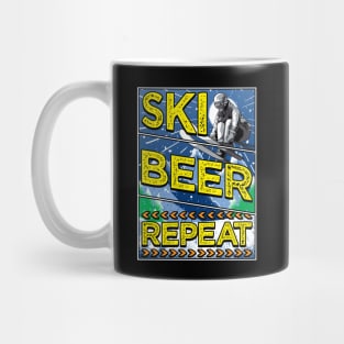 Funny Ski Beer Repeat Skiing & Drinking Skiers Mug